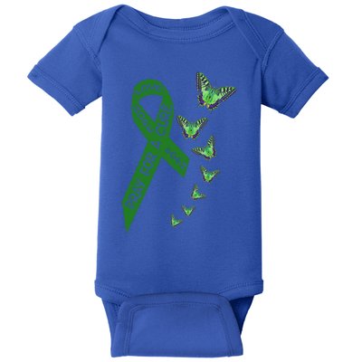 Liver Cancer Awareness Green Ribbon Religious Butterflies Gift Baby Bodysuit