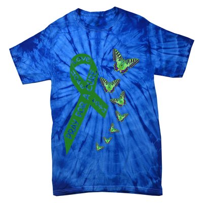 Liver Cancer Awareness Green Ribbon Religious Butterflies Gift Tie-Dye T-Shirt
