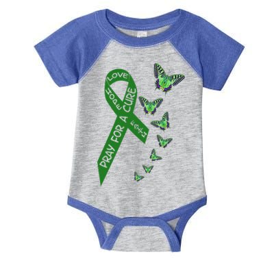 Liver Cancer Awareness Green Ribbon Religious Butterflies Gift Infant Baby Jersey Bodysuit