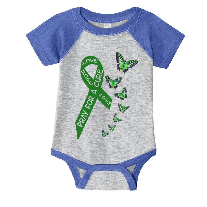 Liver Cancer Awareness Green Ribbon Religious Butterflies Gift Infant Baby Jersey Bodysuit