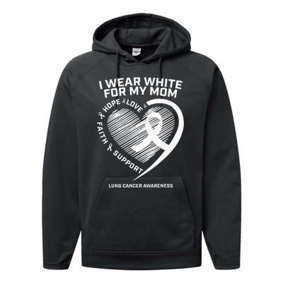 Lung Cancer Awareness Gifts Mom Lung Cancer Ribbon Performance Fleece Hoodie