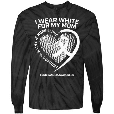 Lung Cancer Awareness Gifts Mom Lung Cancer Ribbon Tie-Dye Long Sleeve Shirt