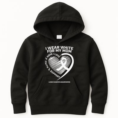 Lung Cancer Awareness Gifts Mom Lung Cancer Ribbon Kids Hoodie