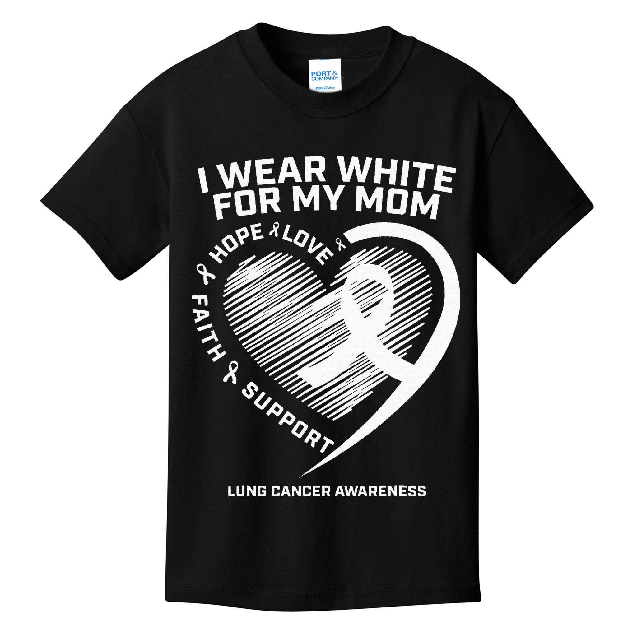 Lung Cancer Awareness Gifts Mom Lung Cancer Ribbon Kids T-Shirt