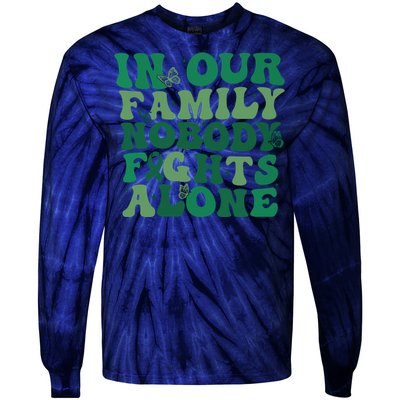 Liver Cancer Awareness In Our Family Nobody Fights Alone Tie-Dye Long Sleeve Shirt