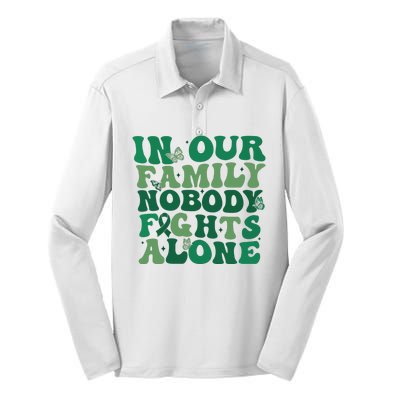 Liver Cancer Awareness In Our Family Nobody Fights Alone Silk Touch Performance Long Sleeve Polo