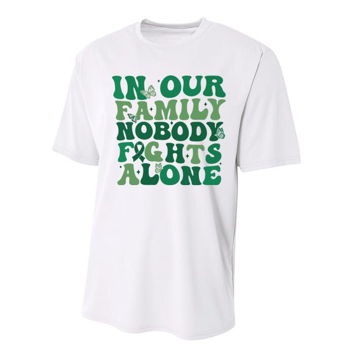 Liver Cancer Awareness In Our Family Nobody Fights Alone Performance Sprint T-Shirt