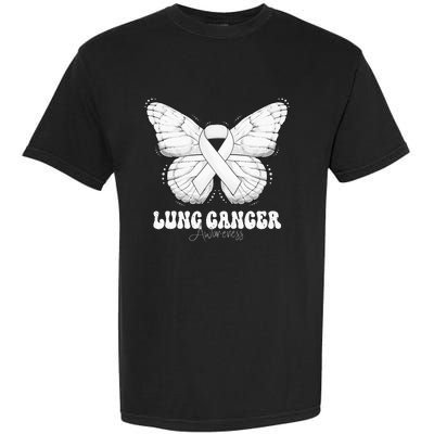 Lung Cancer Awareness Month White Ribbon Butterfly Garment-Dyed Heavyweight T-Shirt