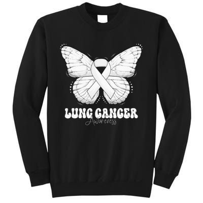 Lung Cancer Awareness Month White Ribbon Butterfly Sweatshirt