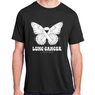 Lung Cancer Awareness Month White Ribbon Butterfly Adult ChromaSoft Performance T-Shirt