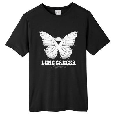 Lung Cancer Awareness Month White Ribbon Butterfly Tall Fusion ChromaSoft Performance T-Shirt