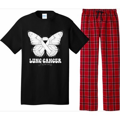 Lung Cancer Awareness Month White Ribbon Butterfly Pajama Set