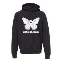 Lung Cancer Awareness Month White Ribbon Butterfly Premium Hoodie