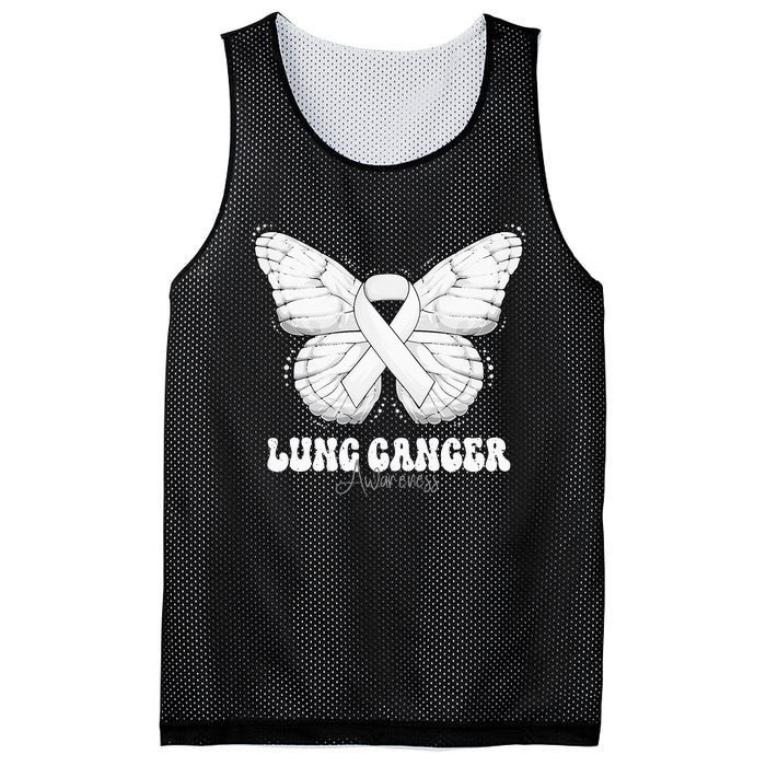 Lung Cancer Awareness Month White Ribbon Butterfly Mesh Reversible Basketball Jersey Tank