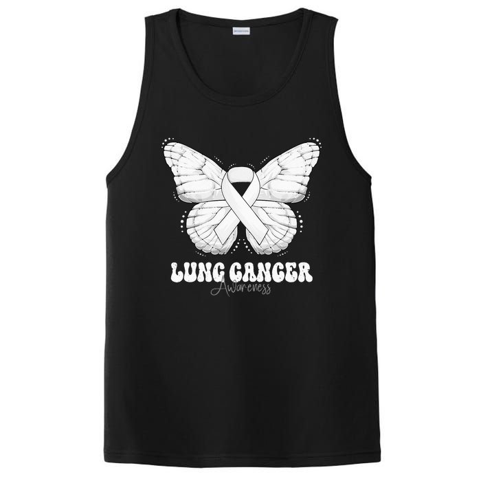 Lung Cancer Awareness Month White Ribbon Butterfly PosiCharge Competitor Tank