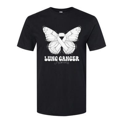 Lung Cancer Awareness Month White Ribbon Butterfly Softstyle CVC T-Shirt