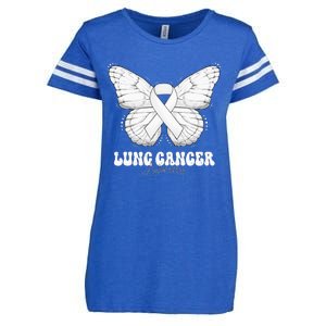 Lung Cancer Awareness Month White Ribbon Butterfly Enza Ladies Jersey Football T-Shirt