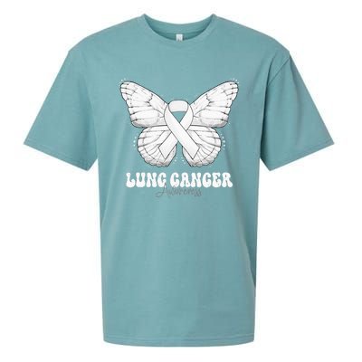 Lung Cancer Awareness Month White Ribbon Butterfly Sueded Cloud Jersey T-Shirt