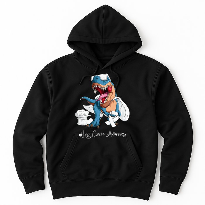 Lung Cancer Awareness Month White Ribbon Trex Hoodie