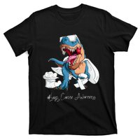 Lung Cancer Awareness Month White Ribbon Trex T-Shirt