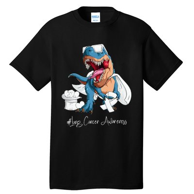 Lung Cancer Awareness Month White Ribbon Trex Tall T-Shirt