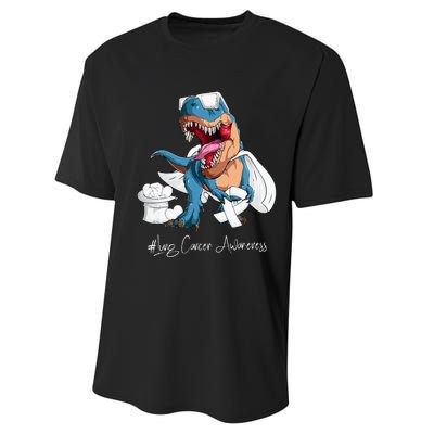 Lung Cancer Awareness Month White Ribbon Trex Performance Sprint T-Shirt