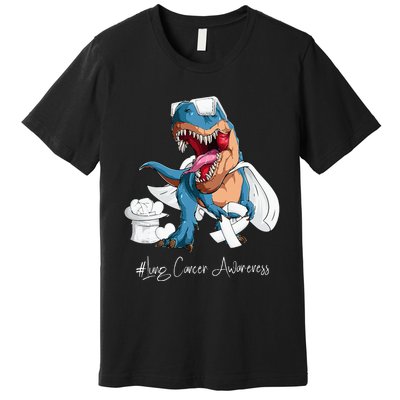 Lung Cancer Awareness Month White Ribbon Trex Premium T-Shirt