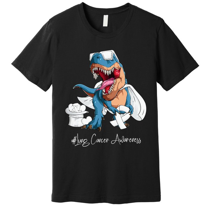 Lung Cancer Awareness Month White Ribbon Trex Premium T-Shirt