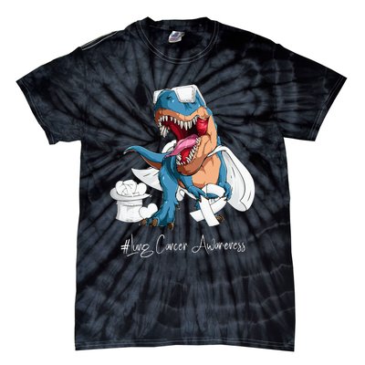 Lung Cancer Awareness Month White Ribbon Trex Tie-Dye T-Shirt