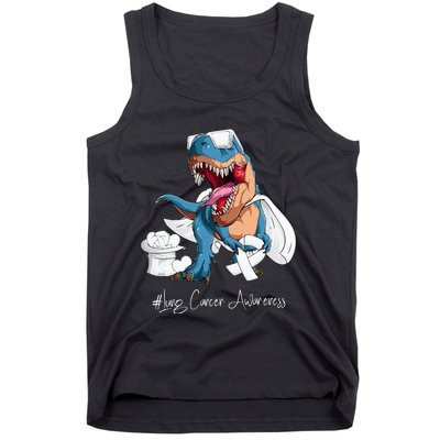 Lung Cancer Awareness Month White Ribbon Trex Tank Top