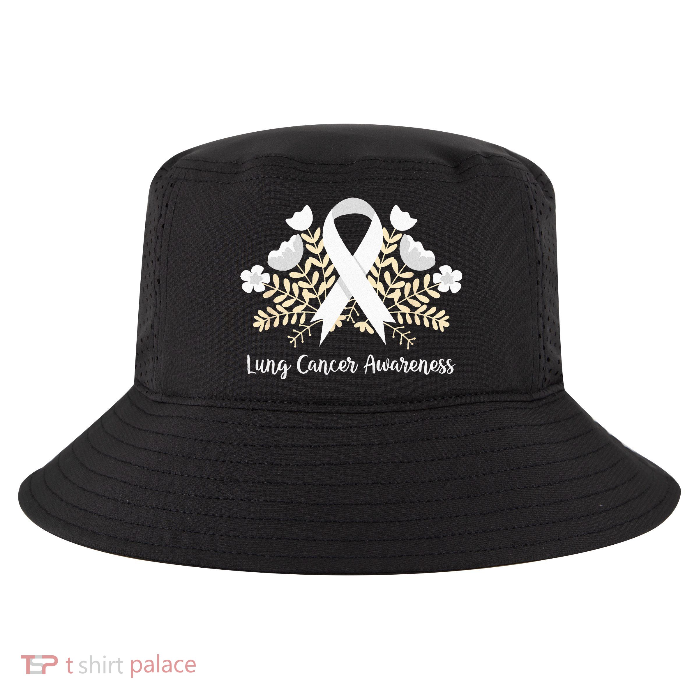 Lung Cancer Awareness Ribbon Lung Cancer Cool Comfort Performance Bucket Hat