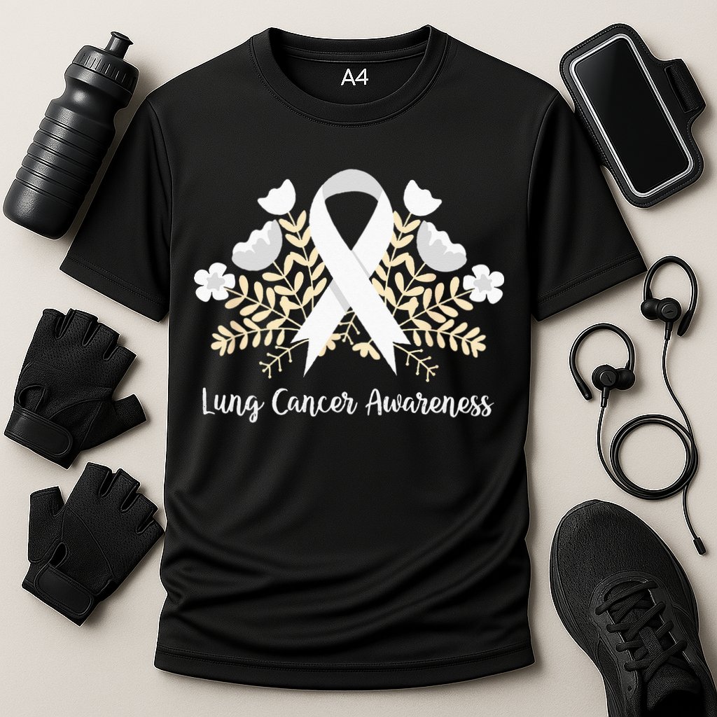 Lung Cancer Awareness Ribbon Lung Cancer Cooling Performance Crew T-Shirt
