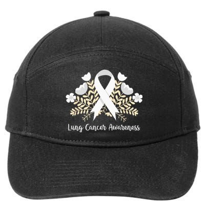 Lung Cancer Awareness Ribbon Lung Cancer 7-Panel Snapback Hat