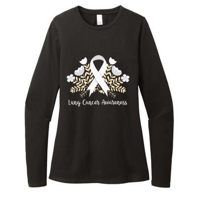 Lung Cancer Awareness Ribbon Lung Cancer Womens CVC Long Sleeve Shirt