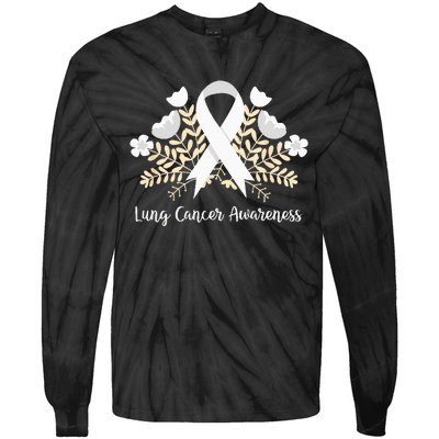 Lung Cancer Awareness Ribbon Lung Cancer Tie-Dye Long Sleeve Shirt