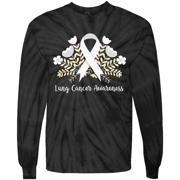 Lung Cancer Awareness Ribbon Lung Cancer Tie-Dye Long Sleeve Shirt