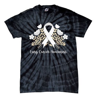 Lung Cancer Awareness Ribbon Lung Cancer Tie-Dye T-Shirt