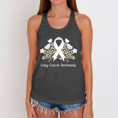 Lung Cancer Awareness Ribbon Lung Cancer Women's Knotted Racerback Tank