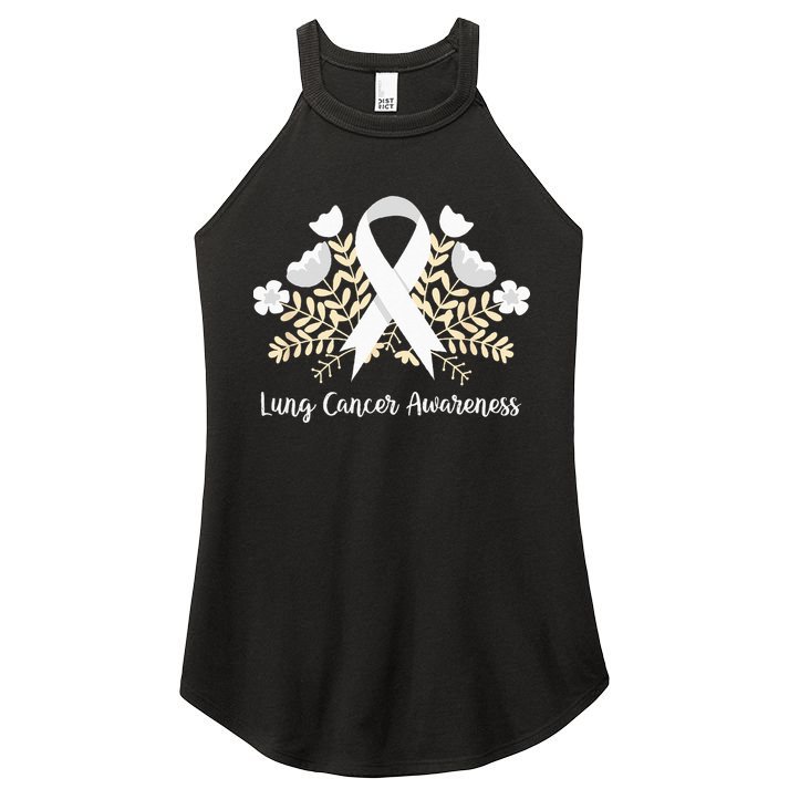 Lung Cancer Awareness Ribbon Lung Cancer Women's Perfect Tri Rocker Tank