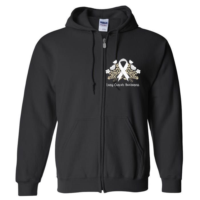 Lung Cancer Awareness Ribbon Lung Cancer Full Zip Hoodie