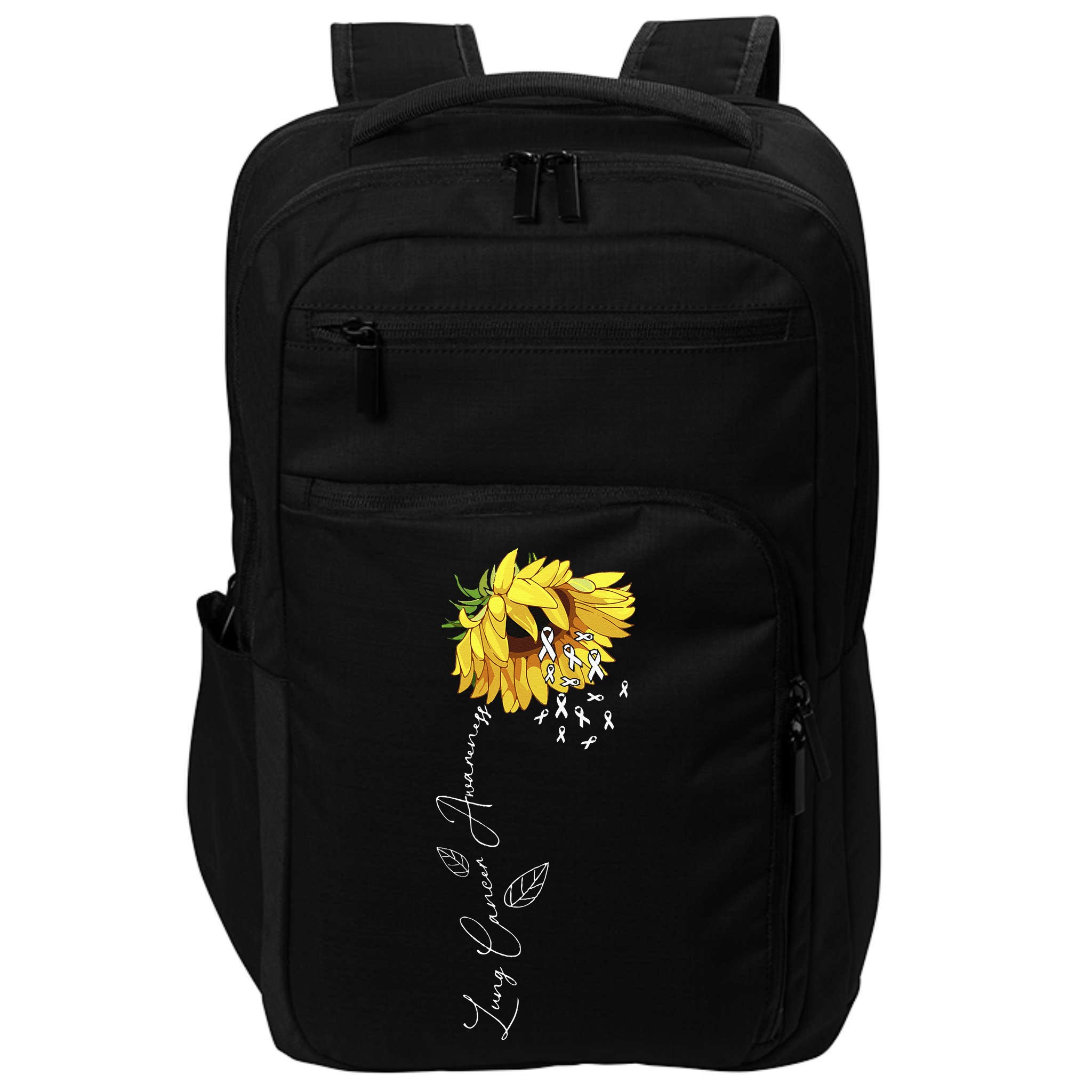 Lung Cancer Awareness Sunflower Impact Tech Backpack
