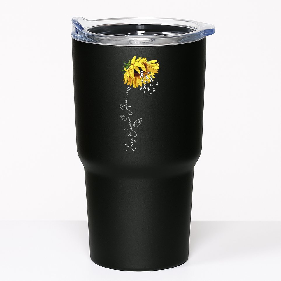 Lung Cancer Awareness Sunflower Tumbler