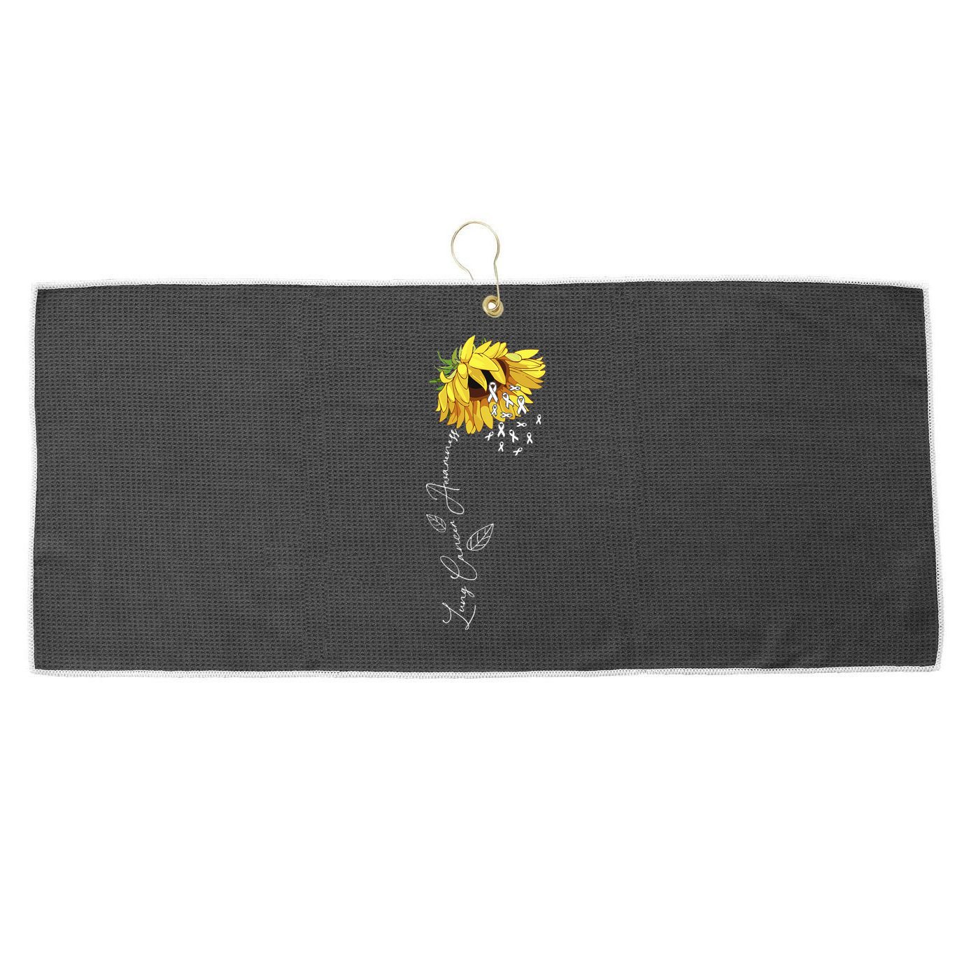 Lung Cancer Awareness Sunflower Large Microfiber Waffle Golf Towel