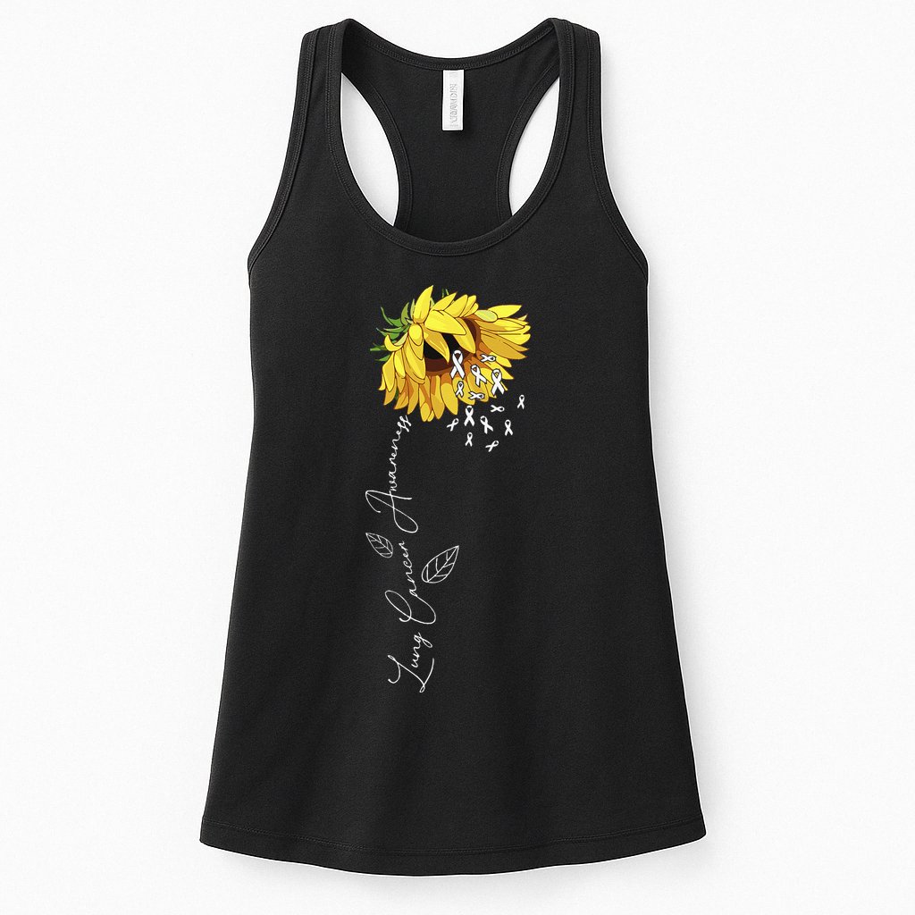 Lung Cancer Awareness Sunflower Womens Tank Top