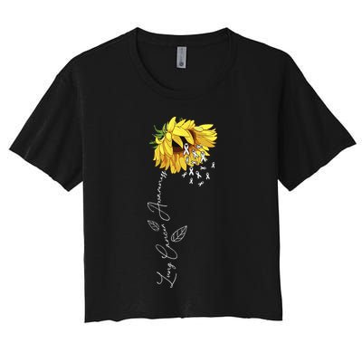 Lung Cancer Awareness Sunflower Crop Top