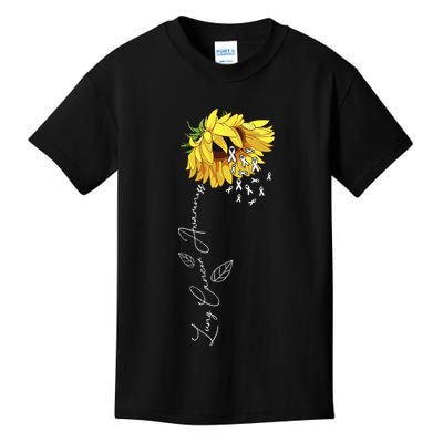 Lung Cancer Awareness Sunflower Kids T-Shirt