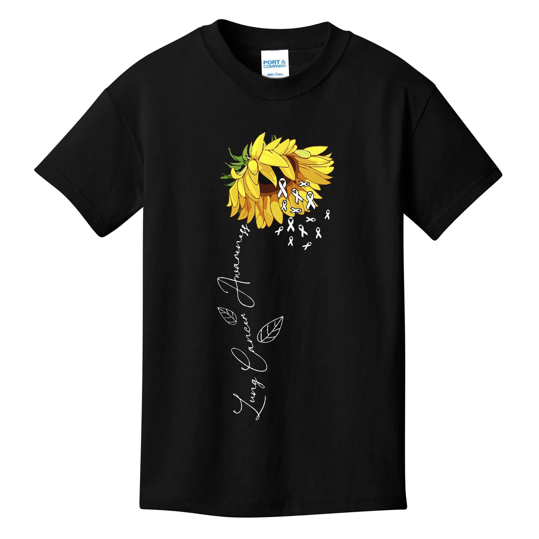 Lung Cancer Awareness Sunflower Kids T-Shirt