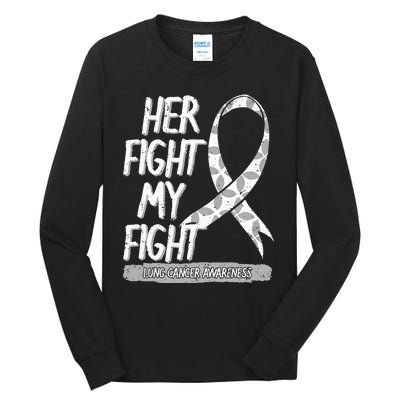 Lung Cancer Awareness White Ribbon Carcinoma Patient Gift Tall Long Sleeve T-Shirt