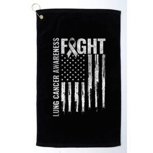 Lung Cancer Awareness White Ribbon Fight Gift USA Flag Platinum Collection Golf Towel