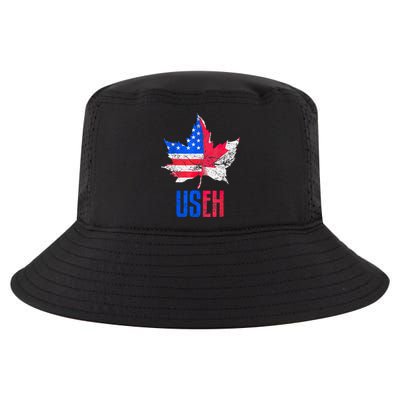 Leaf Canadian American Flag Funny Canada Patriotic Cool Comfort Performance Bucket Hat